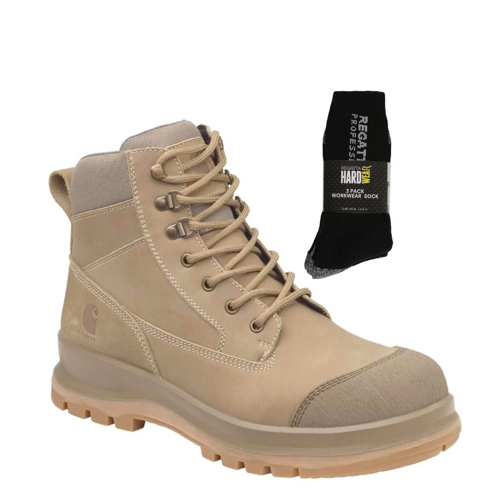 CHT Special Offer Detroit 6 Inch Safety Boots F702923 Pack - Detroit Composite Toe S3 Zip Safety Boots + 3 Pack Work Socks