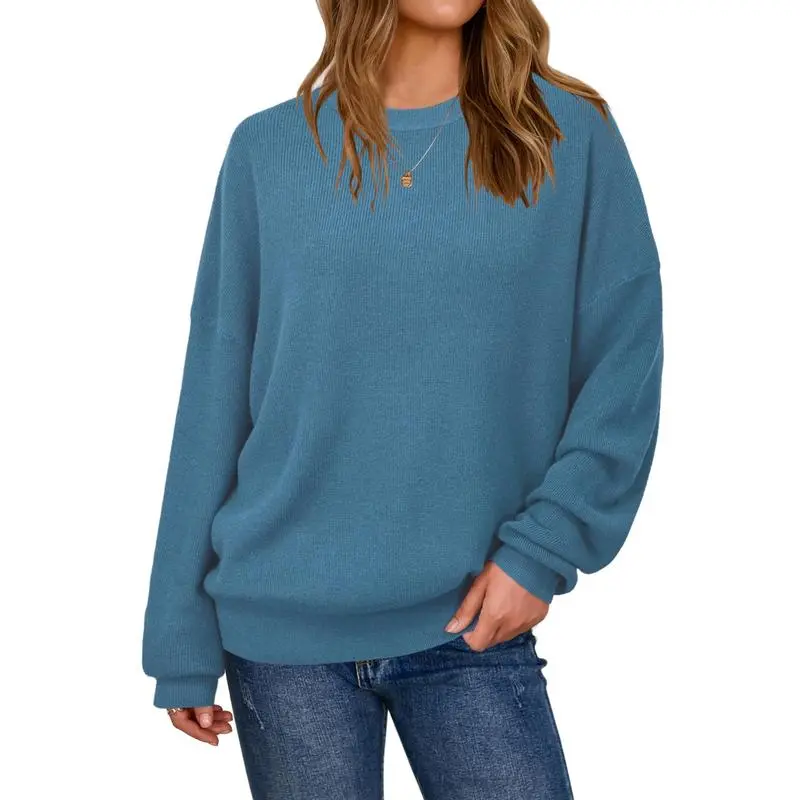 Women's Wool Blend Oversized Sweaters Crewneck Casual Fall Outfits Fashion Tops
