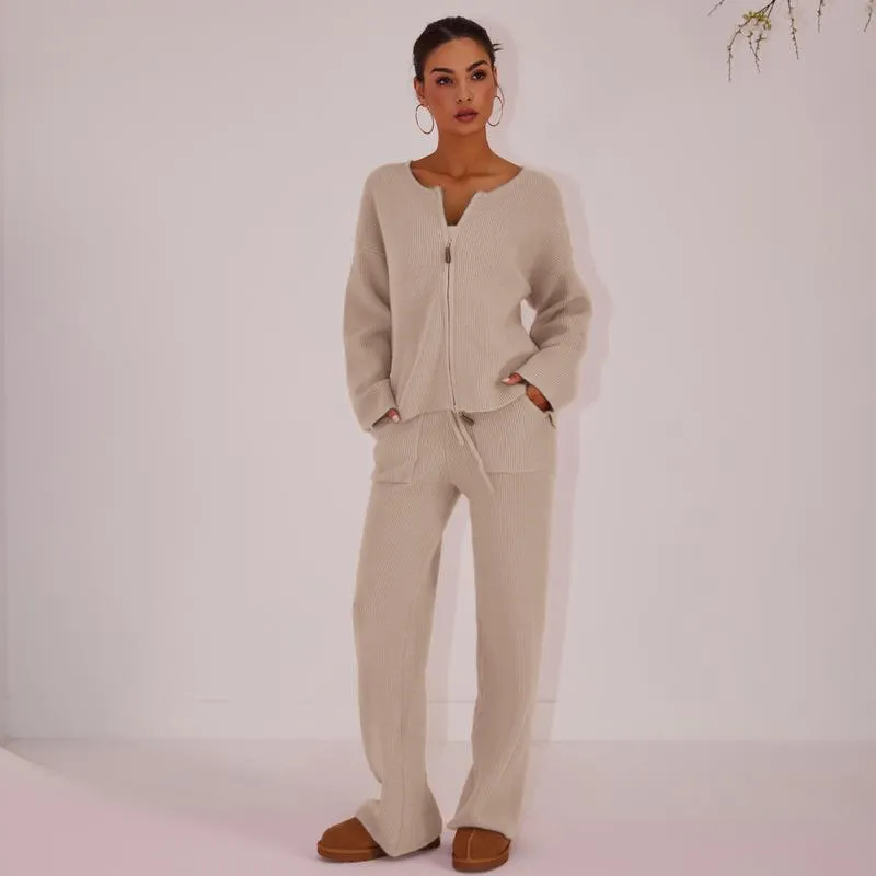 Women's Oversized Knit Sweater & Wide-Leg Pants Set