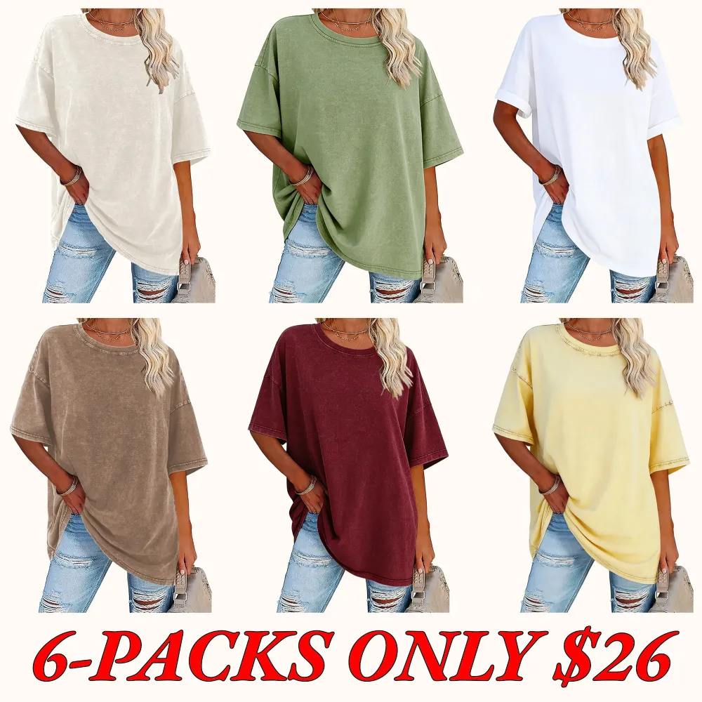 Women's Loose-Fit T-Shirt — Acid-Washed, Heavyweight Pure Cotton, Vintage Unisex Style