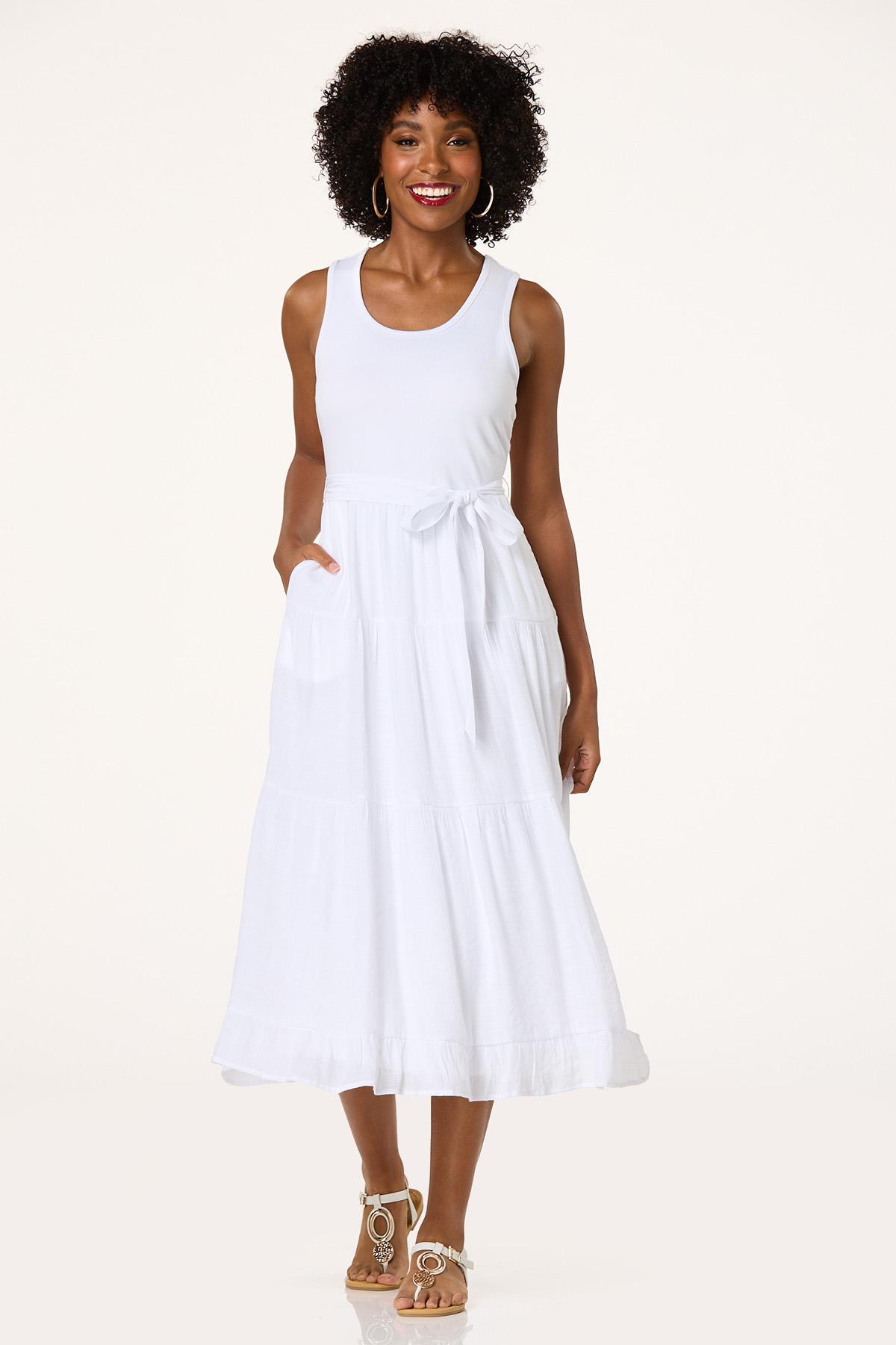 White Twofer Midi Dress