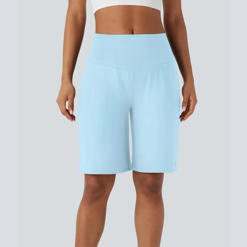 Airy High Waisted Pockets Cool Touch Yoga Bermuda Shorts