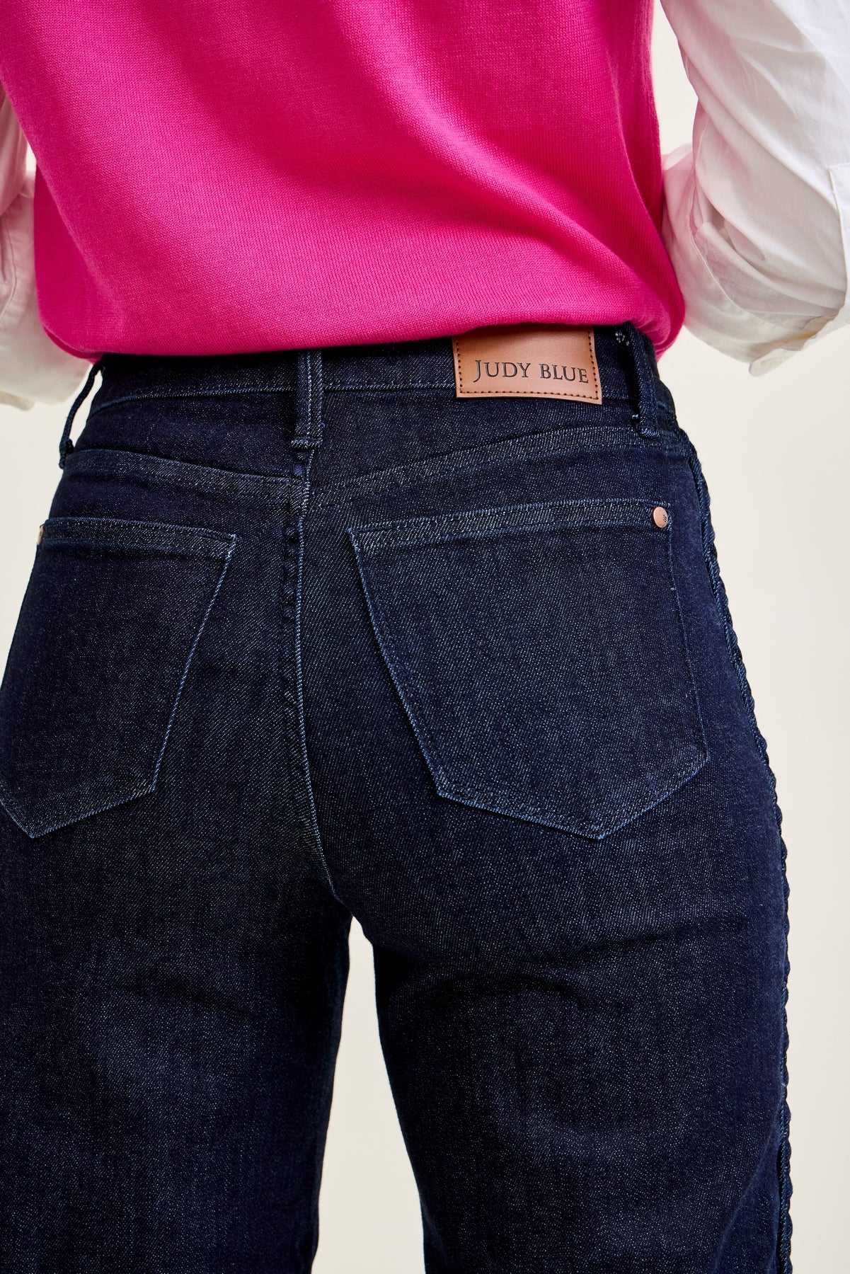 Dottie Side Seam Braid Cropped Wide Leg Jeans