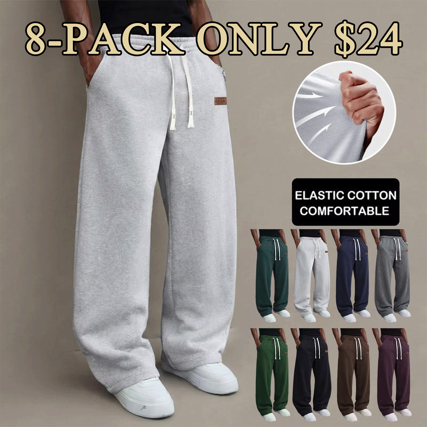 Men’s Casual Stretch Drawstring Pants – Relaxed Fit Everyday Trousers
