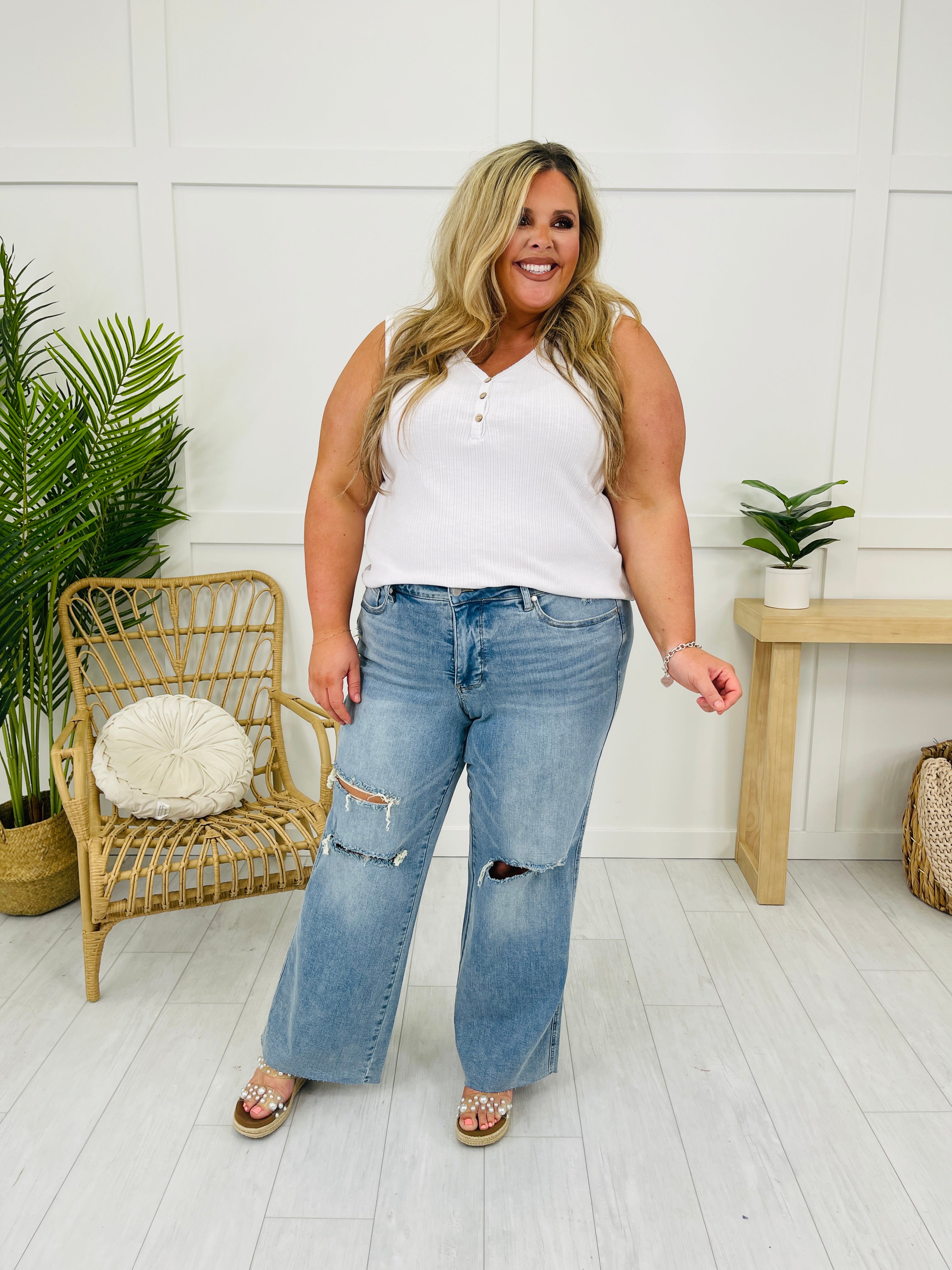 Judy Blue Play It Cool Tummy Control Wide Leg Jeans