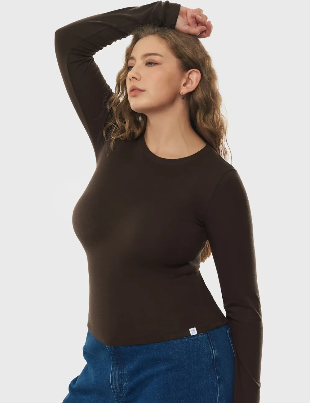 Women's Merino Wool Blend Long-Sleeved Crew Neck Top