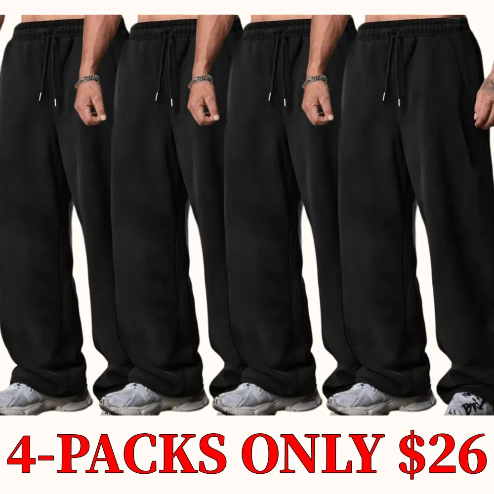 Men's Black Baggy Wide-Leg Sweatpants
