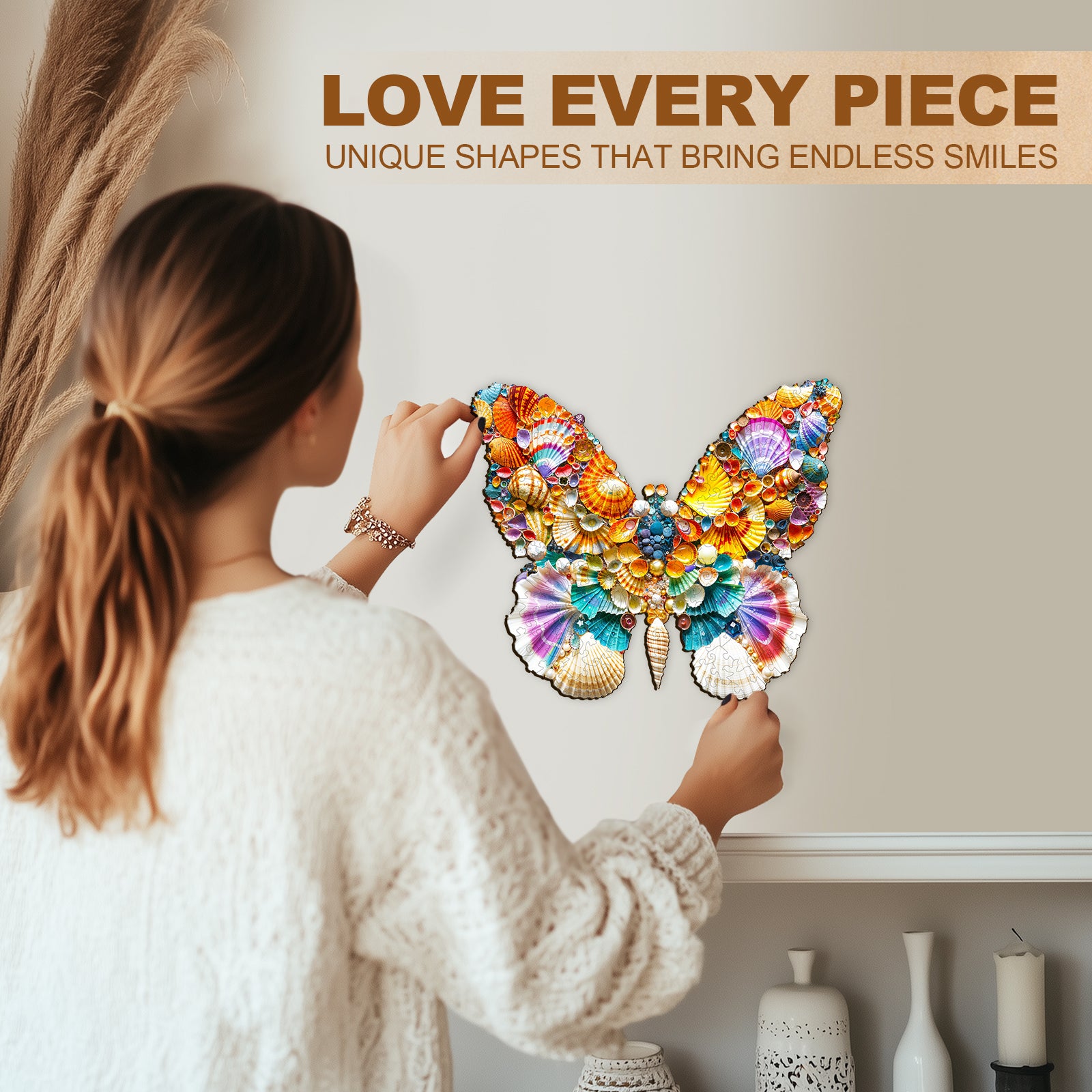 shell butterfly Wooden Jigsaw Puzzle