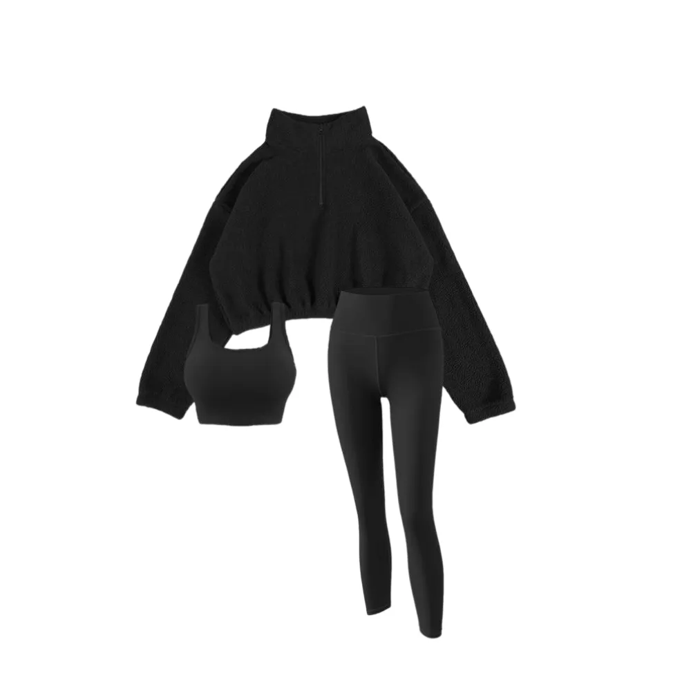 Women's Solid Thermal Lined Tracksuit Set