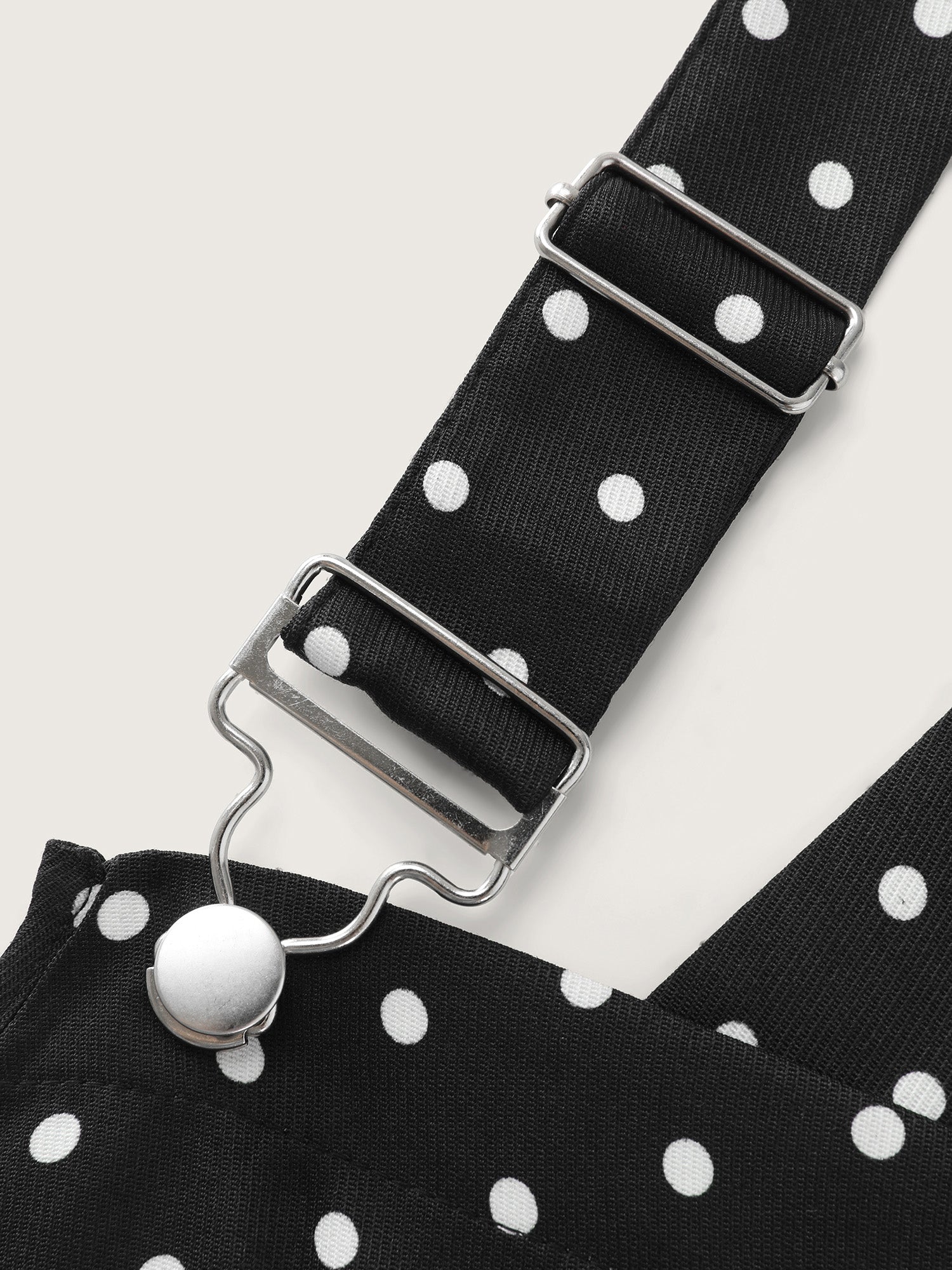Polka Dots Print Adjustable Overall Midi Dress