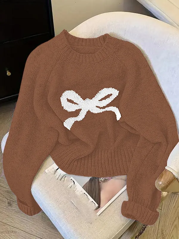 Elegant Bow Knit Sweater for Women