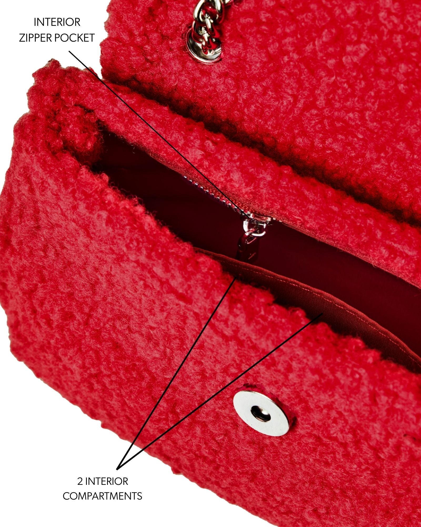 MINI TEDDY FLAP BAG - RED