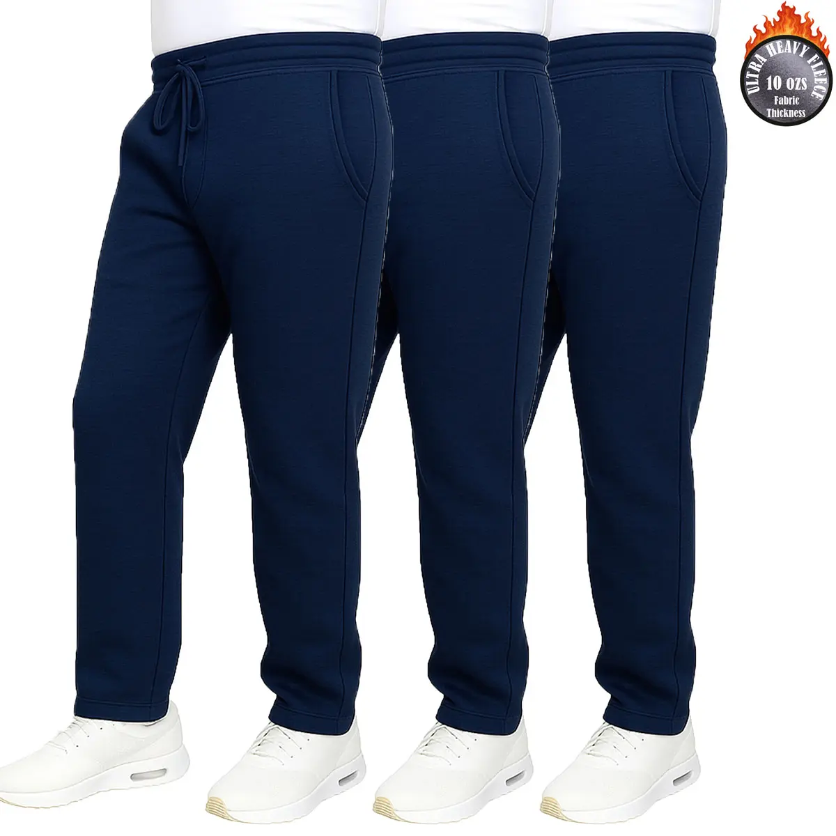 3-Pack Men's Classic Heavyweight Fleece Sweatpants with Open Bottom