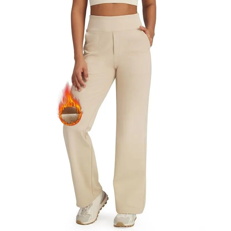 Fleece Lined Pants Women Wide Leg Sweatpants Women Warm Winter Pajamas Pants