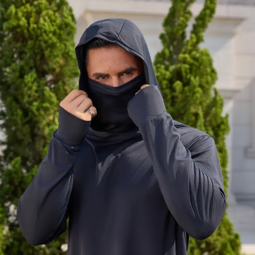Men’s UPF 50+ Hooded Sun Protection Shirt with Face Mask & Neck Gaiter