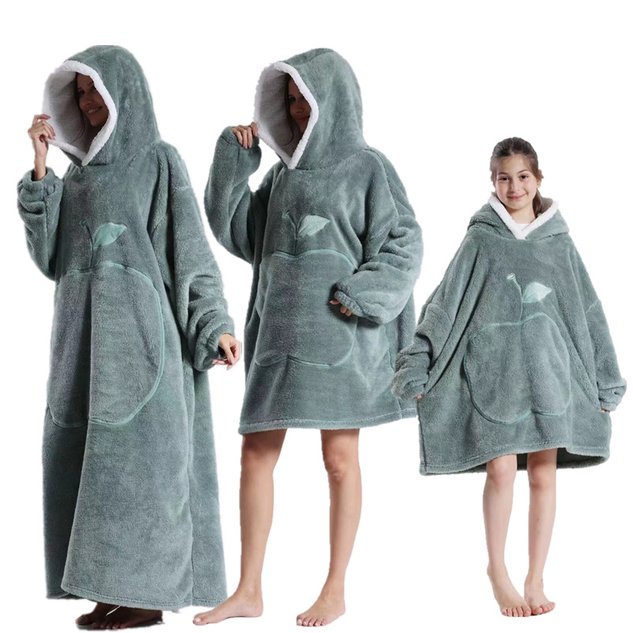 Home Clothes Jacket Lazy Hooded Sweater Thickened Blanket Loose Pullover Wearable Blanket Couple Parent-Child Style