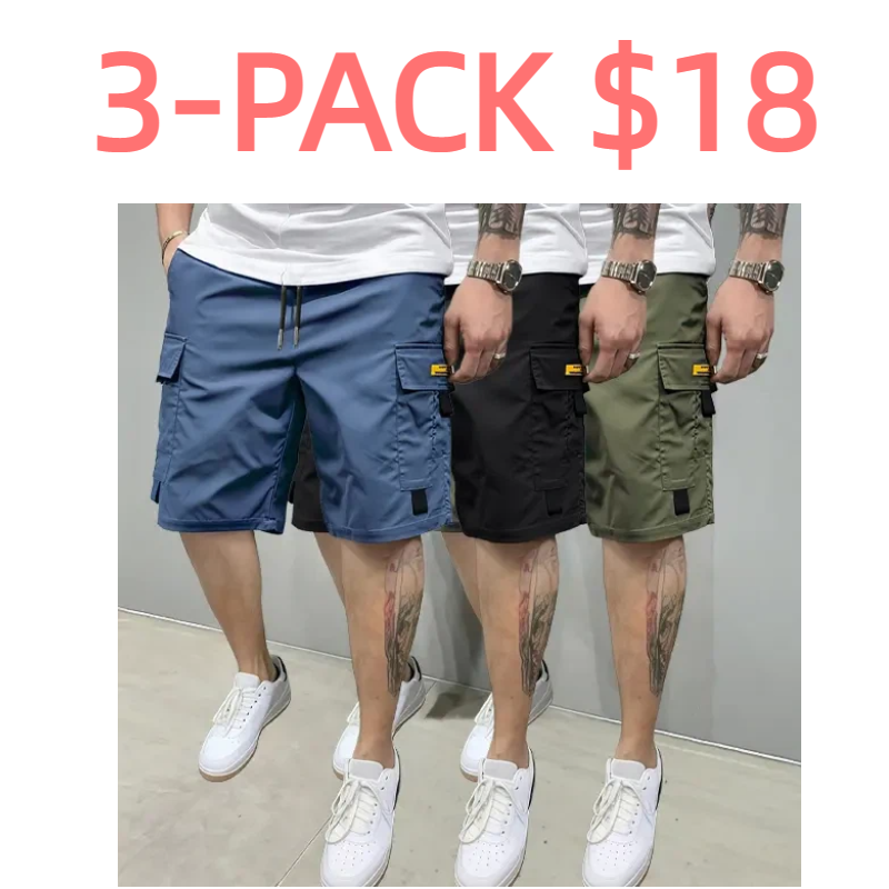 Street Style Three-Piece Set!Men's Multi-Pocket Cargo Shorts