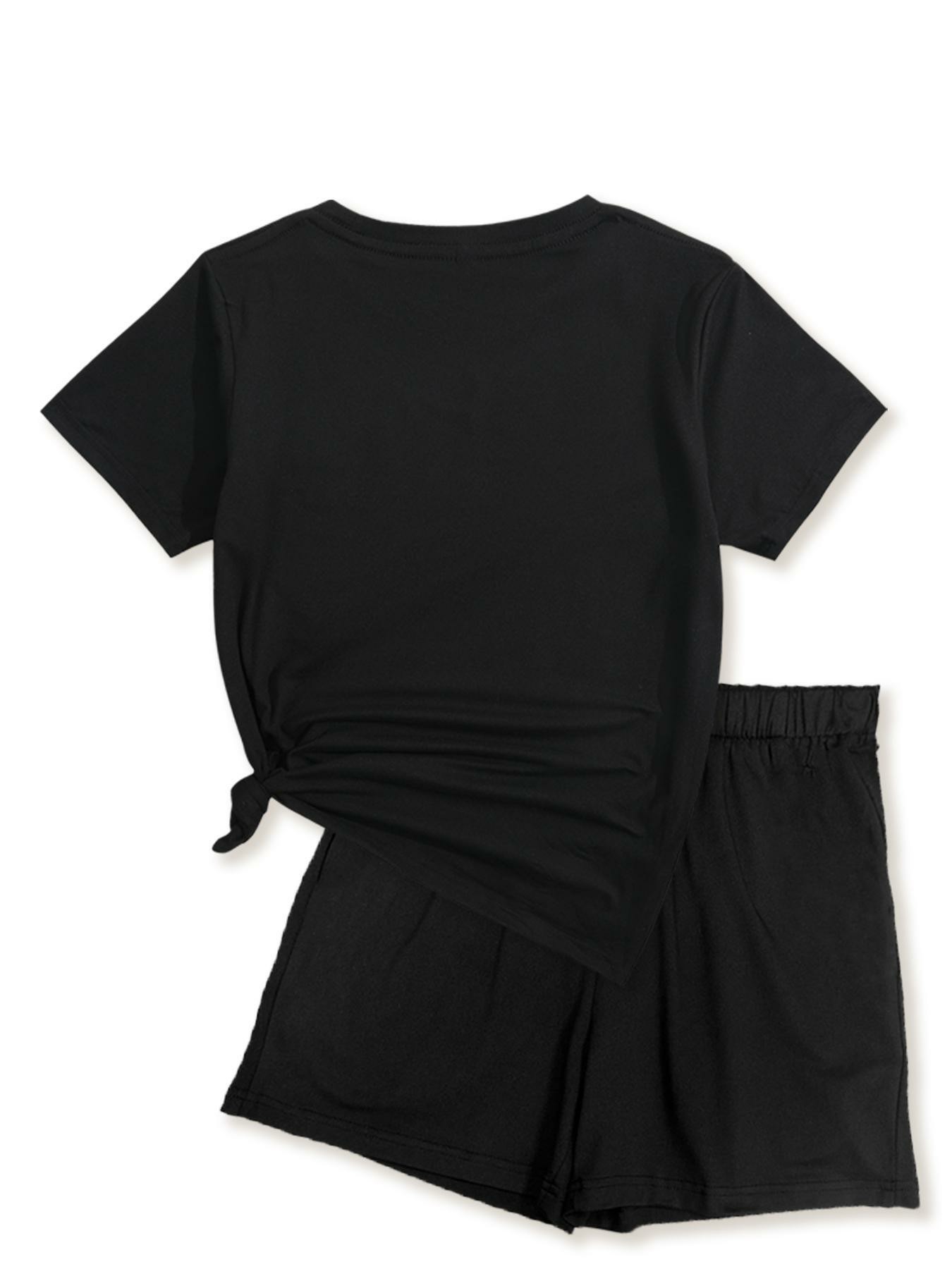 Women’s Summer Casual Set – Short Sleeve Top & Shorts, Comfortable Daily Outfit