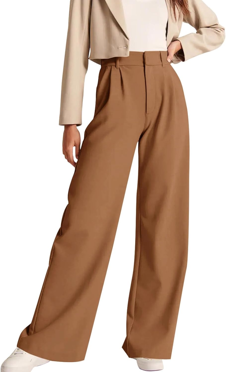High-Waisted Work Pants for Women – Business Casual Office Trousers with Pockets
