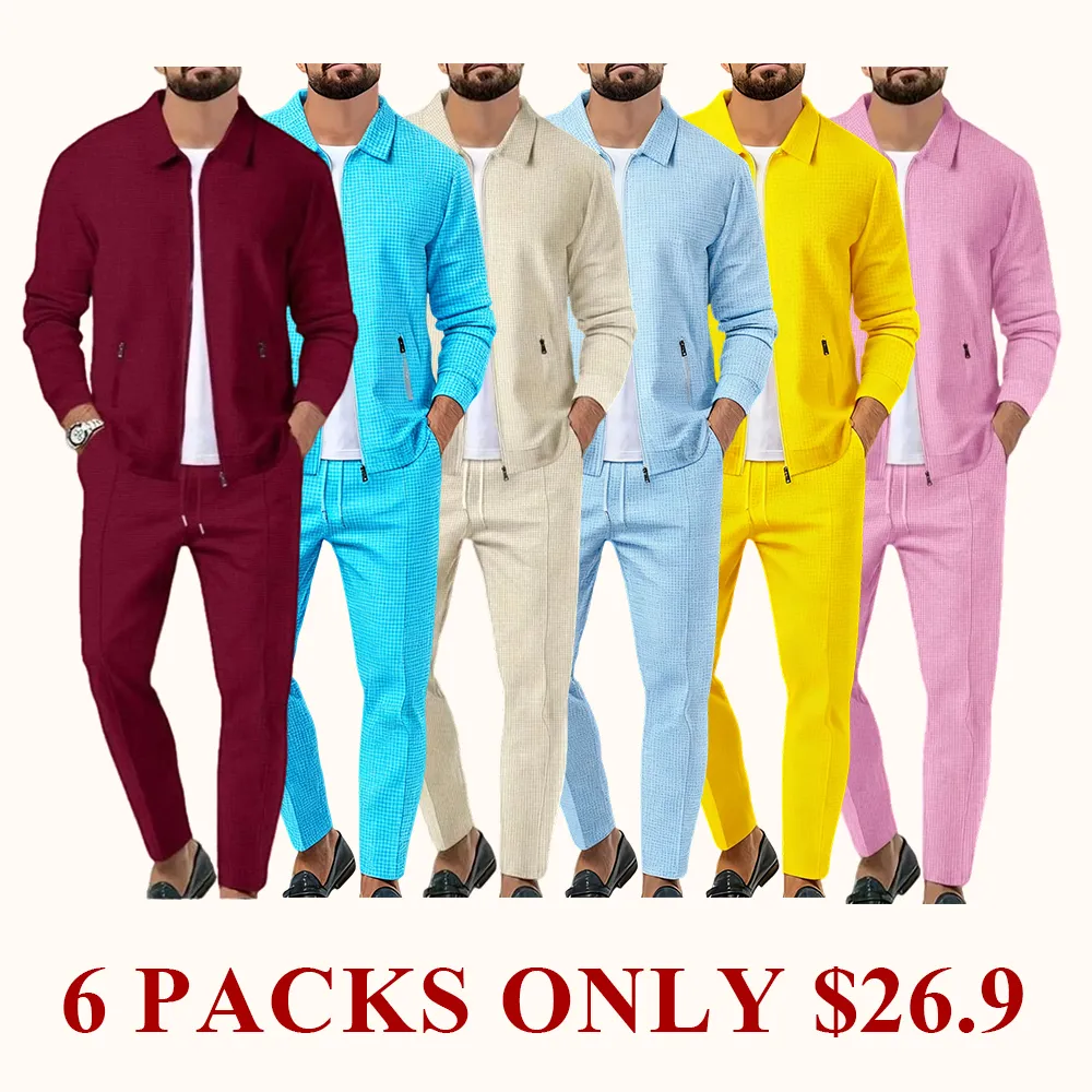 Men's solid color sports two-piece set