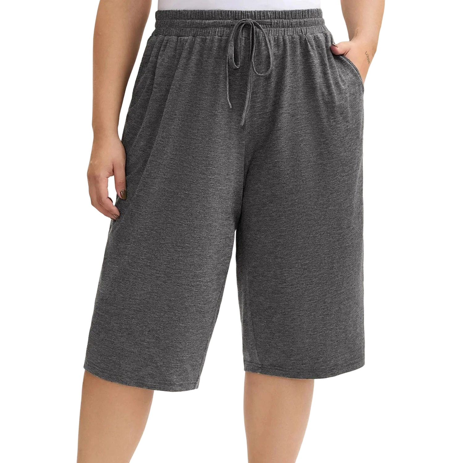 👖Women’s Relaxed Wide-Leg Capri Lounge Pants with Drawstring Pockets