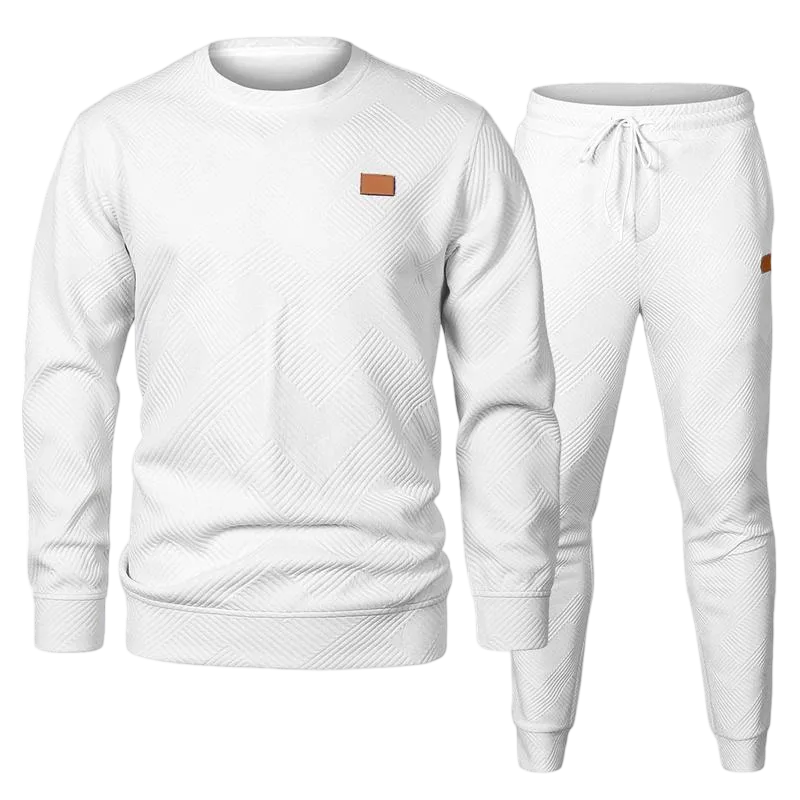 Men’s 2-Piece Sweatsuit – Jacquard Crewneck Sweatshirt & Joggers Set