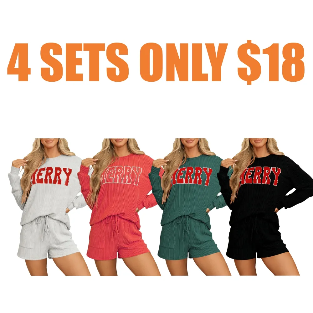 Women’s MERRY Graphic Christmas Two Piece Set