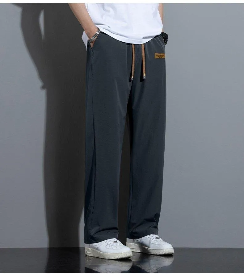 Men’s Casual Lightweight Ice Silk Jogger Pants with Drawstring Waist — Machine washable