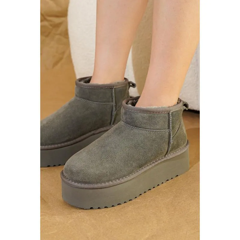 Women's Suede Ankle Boots – Water Resistant, Fur Lined, Lightweight, Non-Slip, Memory Foam Comfort