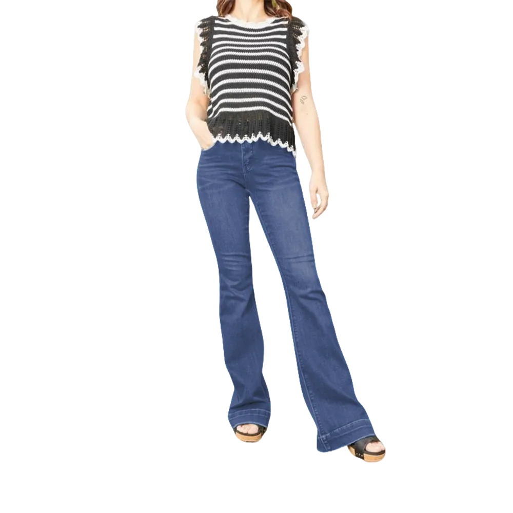 Mid-Rise Tummy Control Flare Denim Fit Jean Womenswear Bottom