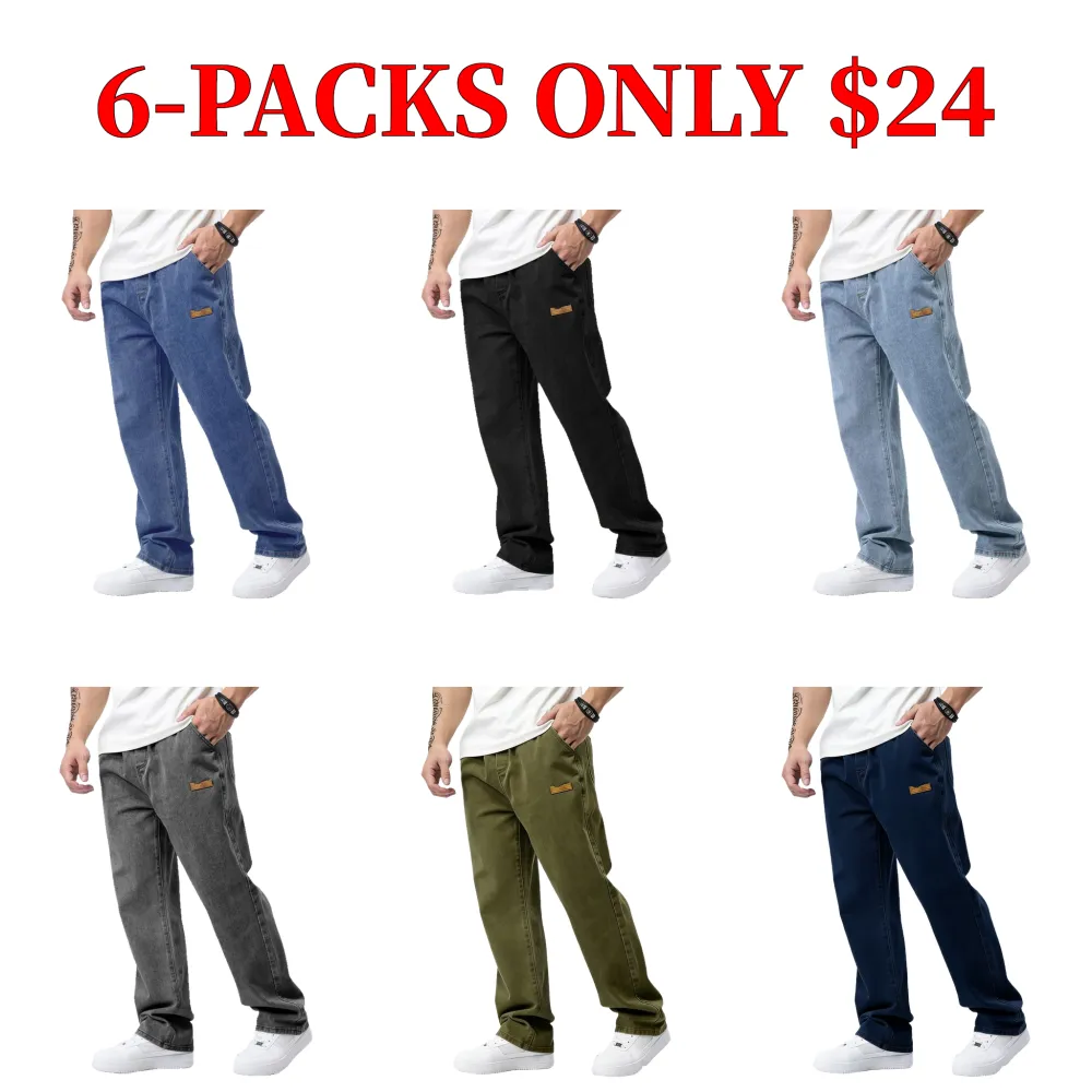 Men's drawstring elastic waist jeans