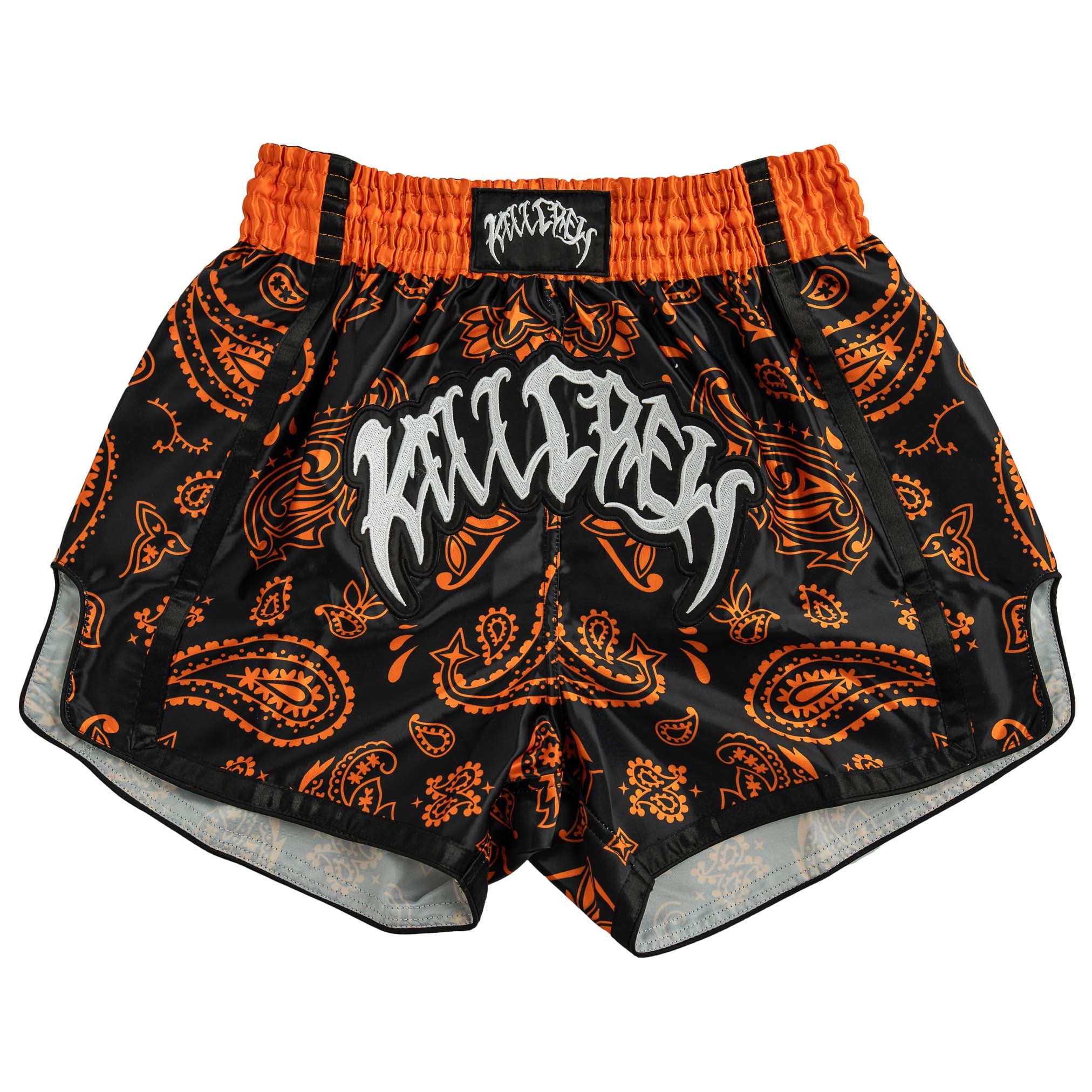 BANDANA FIGHT SHORTS - BLACK / ORANGE