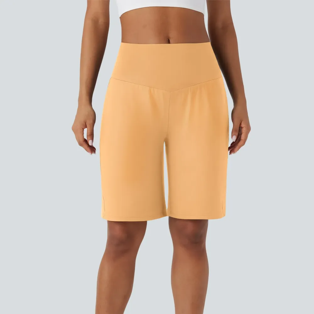 Airy High Waisted Pockets Cool Touch Yoga Bermuda Shorts