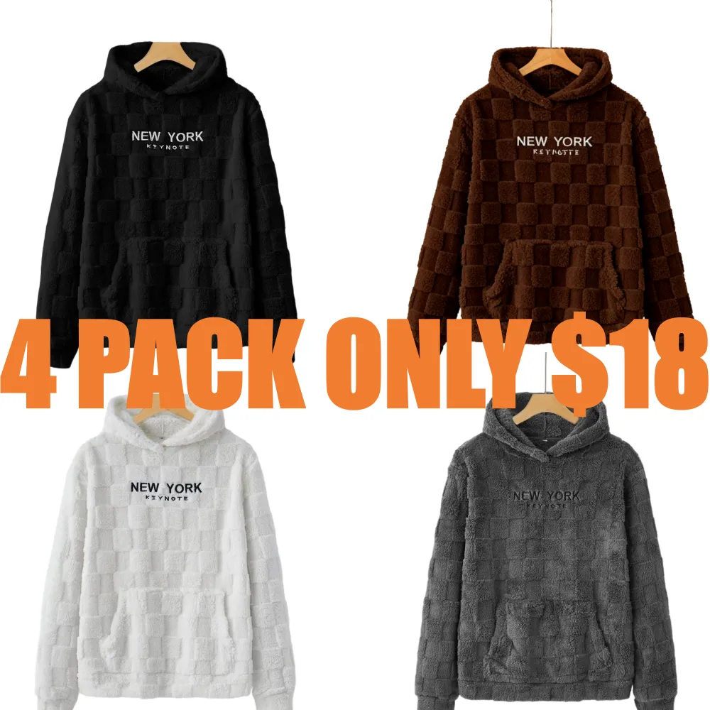 Letter Embroidery Flannel Hoodie