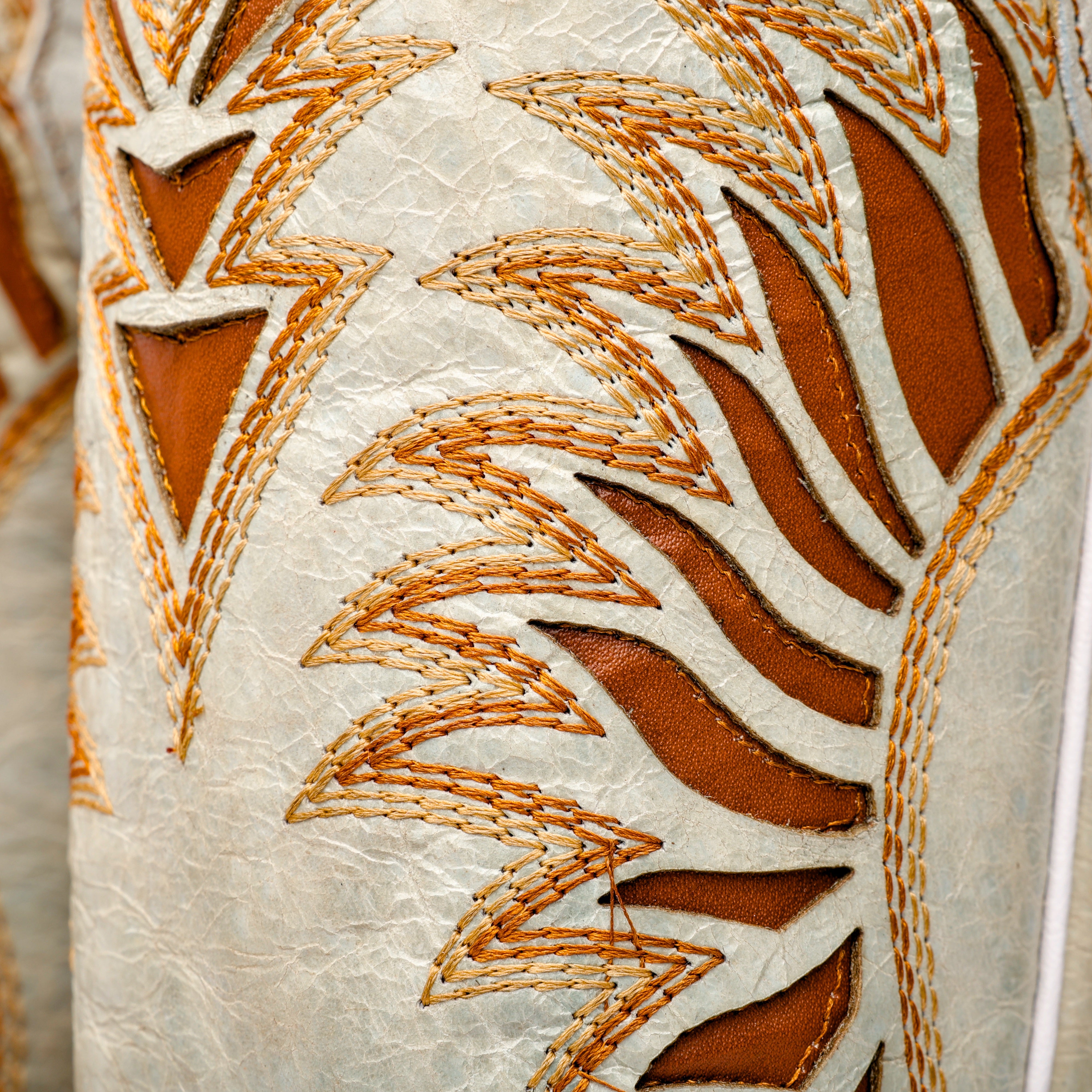 Tan Basketweave Leather Boots - Square Toe