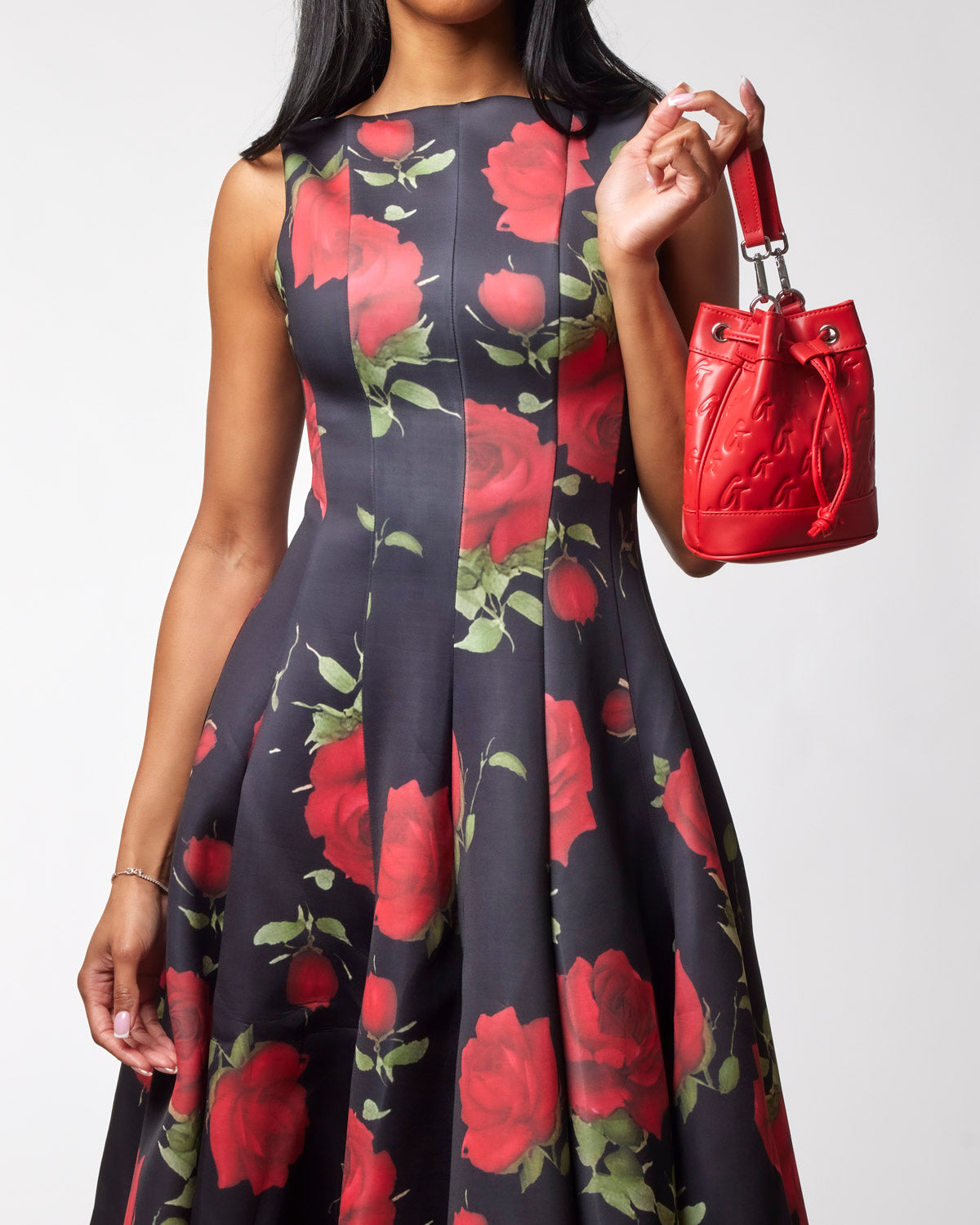 MINI MONOGRAM BUCKET BAG - RED