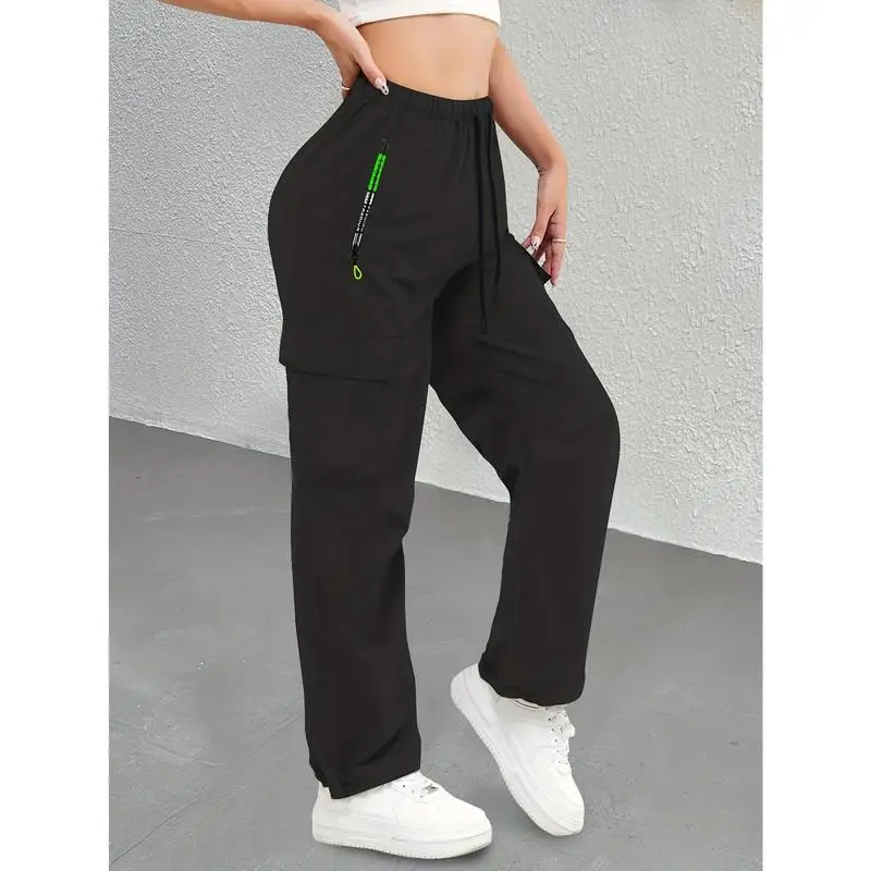 Women's straight-leg fitness pants, casual long pants for everyday wear, lightweight and breathable