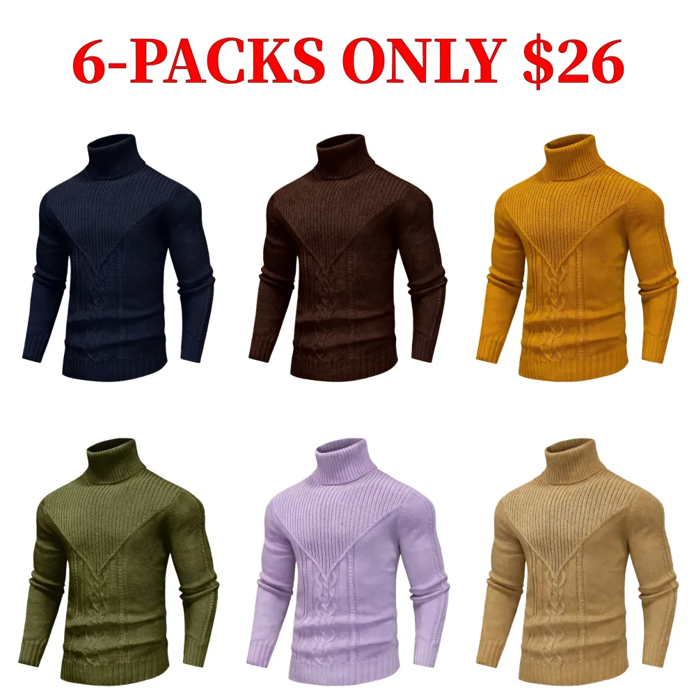 Men's solid color textured turtleneck sweater