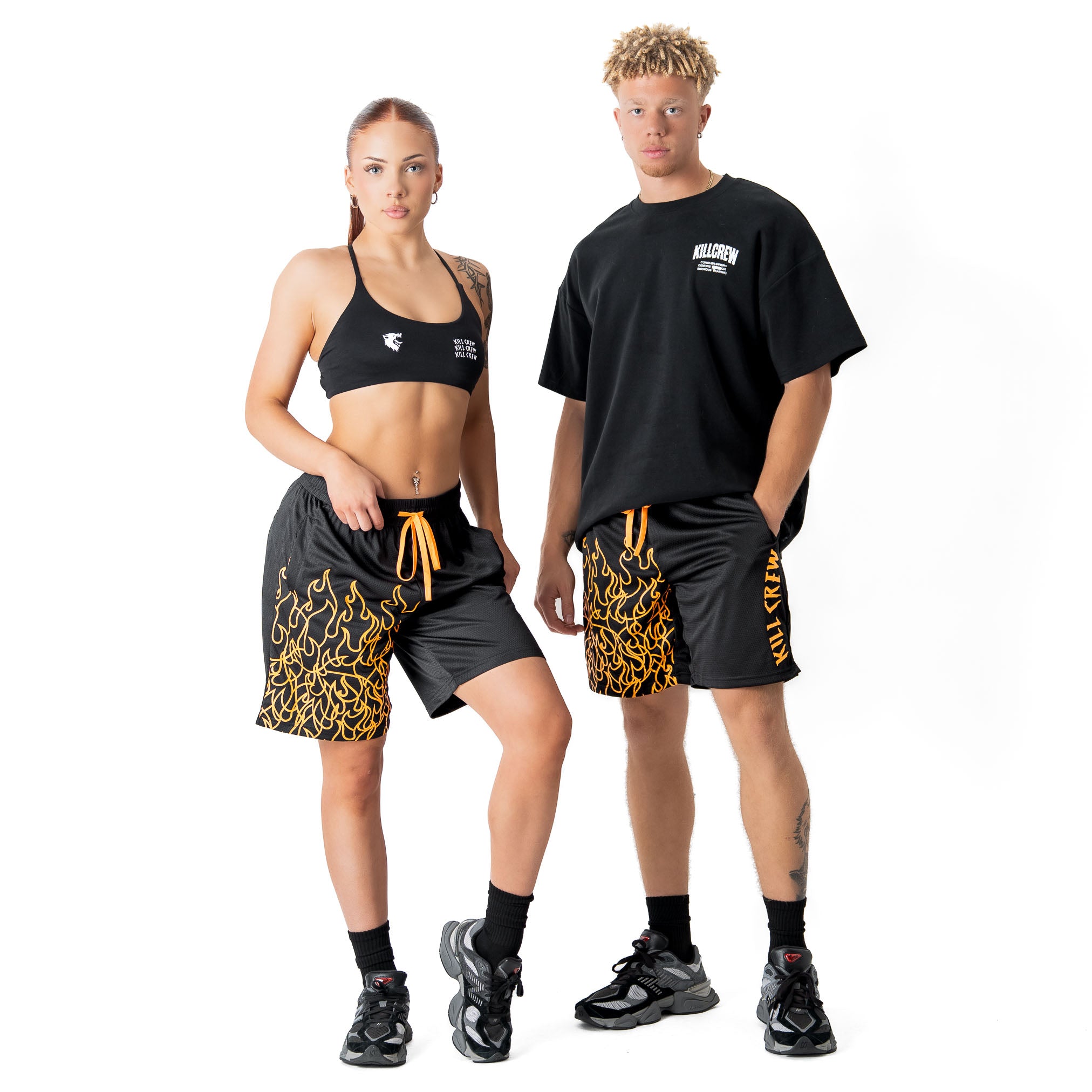 RELAXED CUT SHORTS FLAME - BLACK / ORANGE