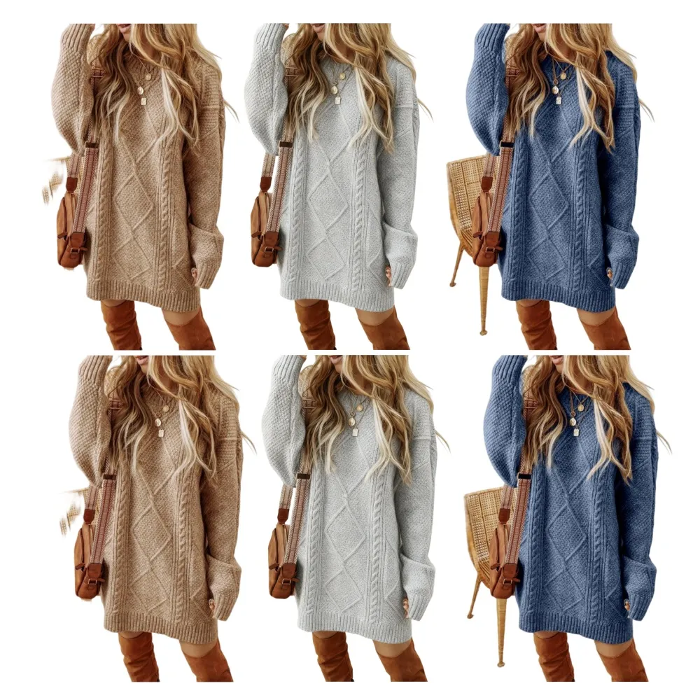 2025 Women's Cable Knit Lace Mini Sweater Dress 2PC
