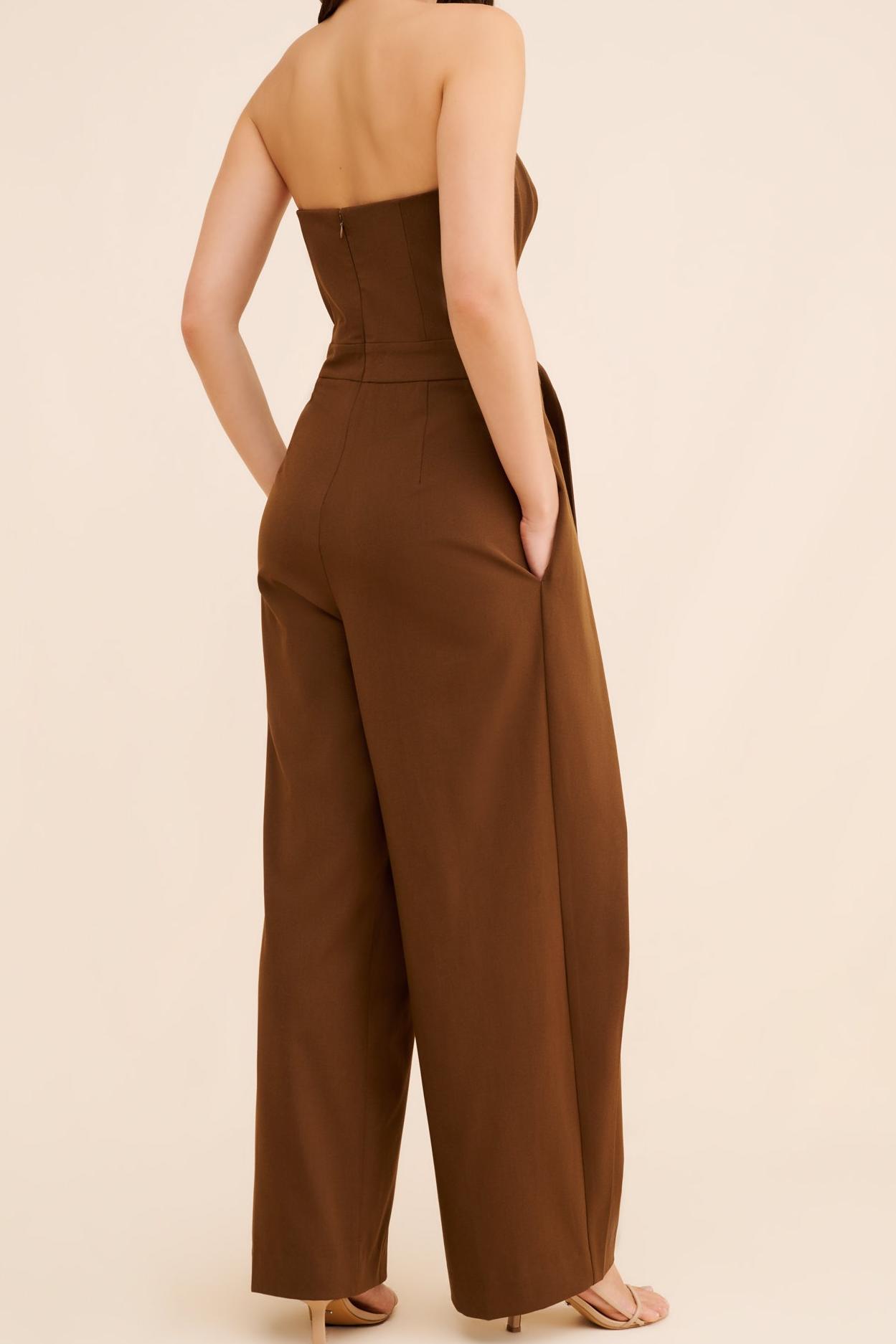 Brown Strapless Jumpsuit