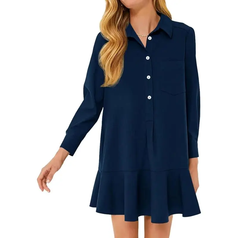 Womens Casual Button Down Shirt Dress