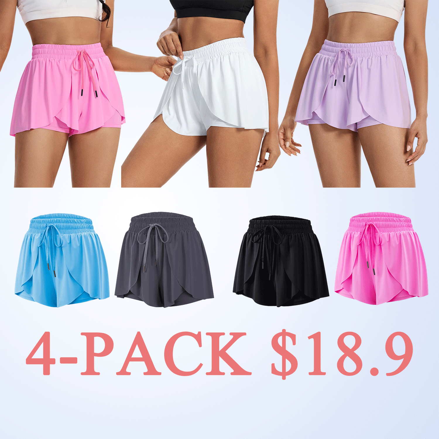 🔥Women’s Flowy 2-in-1 Running Skort Shorts with Pockets
