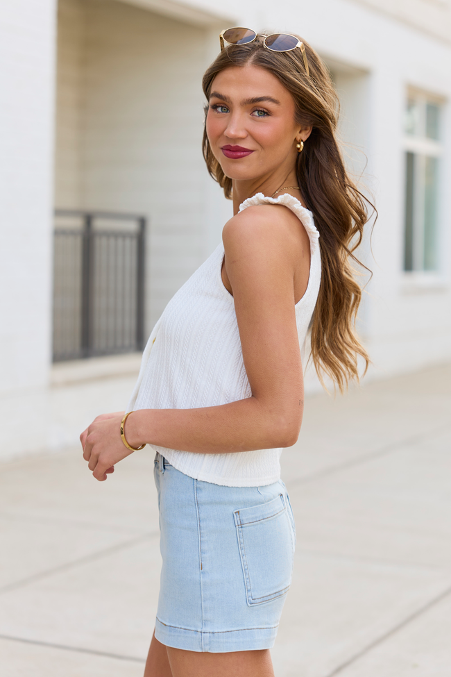 Gretta White Button Up Knit Tank
