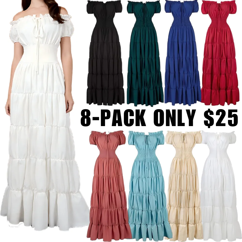 Women's Waist-Cinching Pleated Maxi Dress