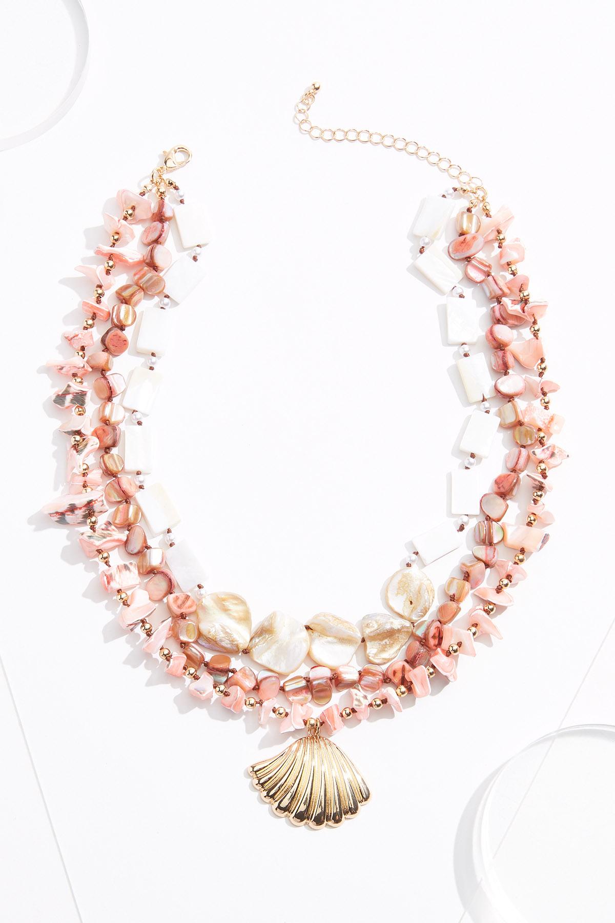 Pink Seashell Bead Necklace