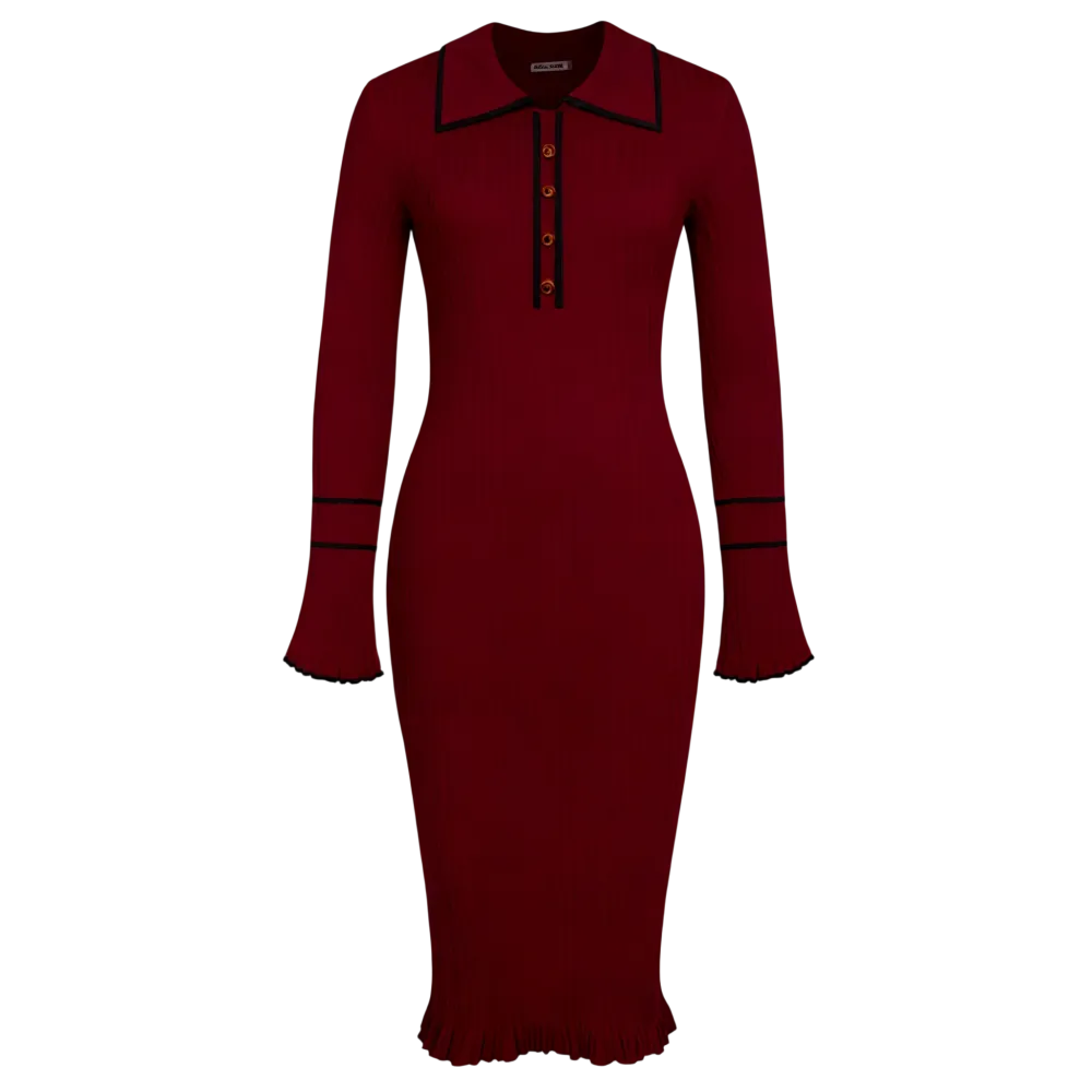 Women Ribbed Sweater Dress Long Sleeve