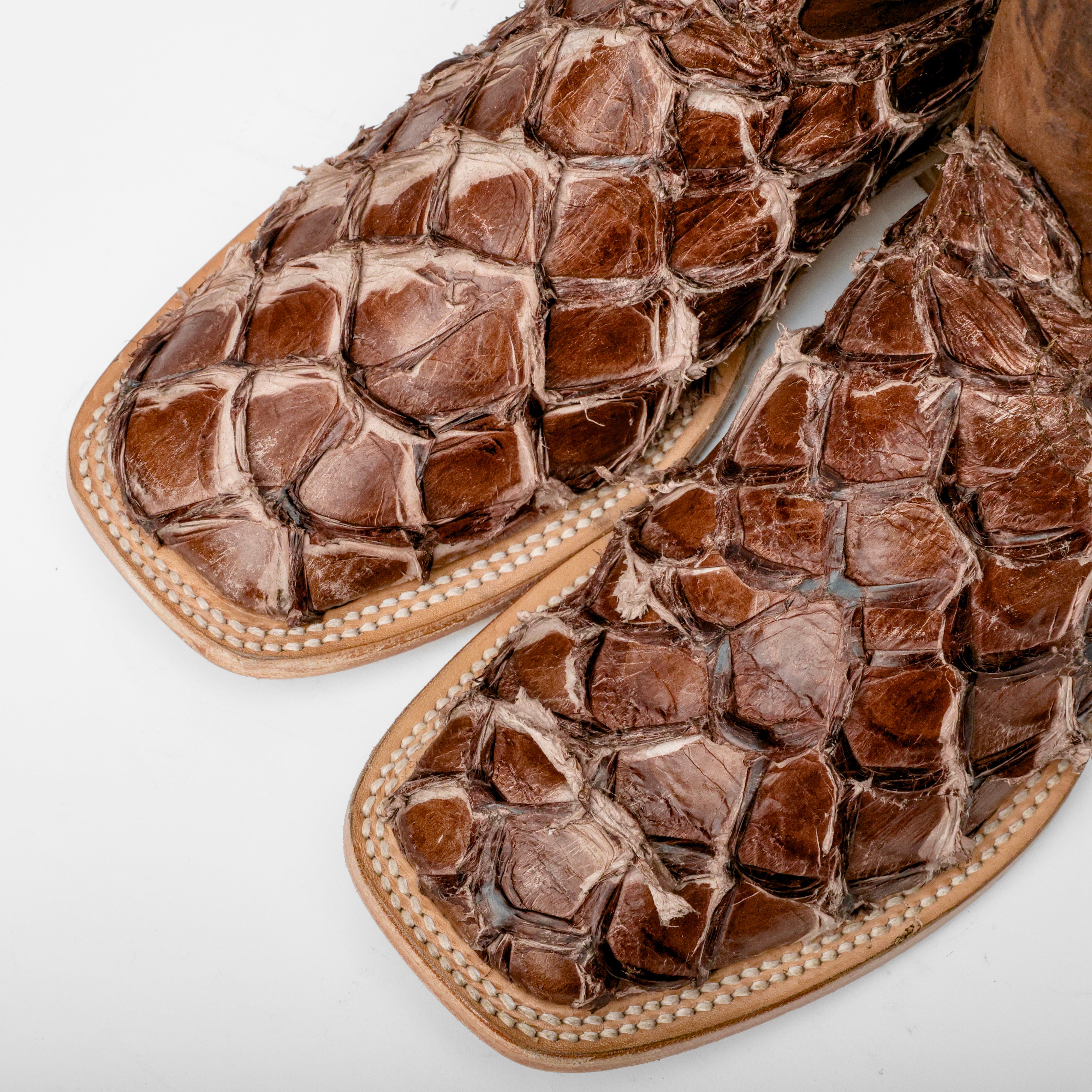 GENUINE Cinnamon Pirarucu Boots - Square Toe