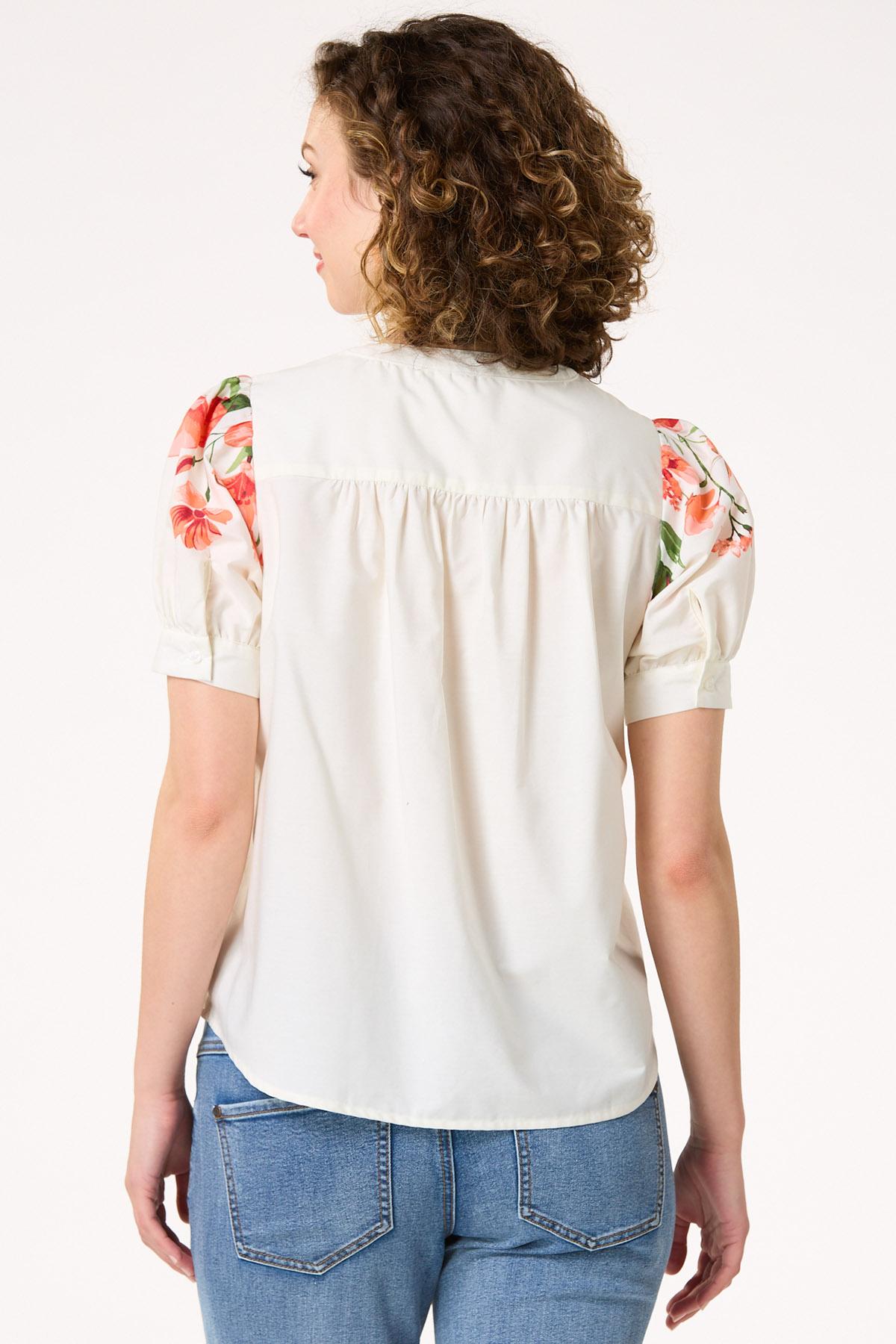 Ivory Floral Puff Sleeve Top