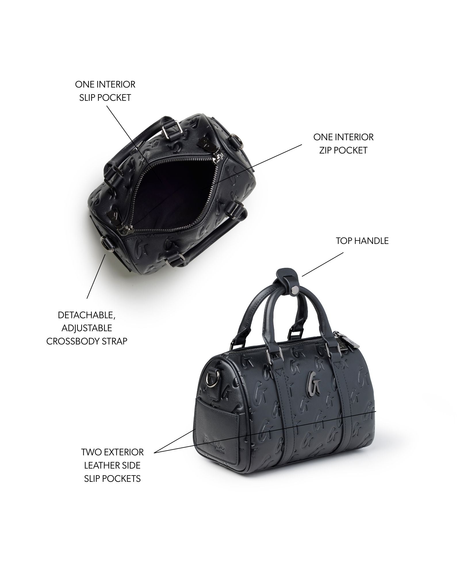 MINI MONOGRAM GAL BOSTON BAG - BLACK